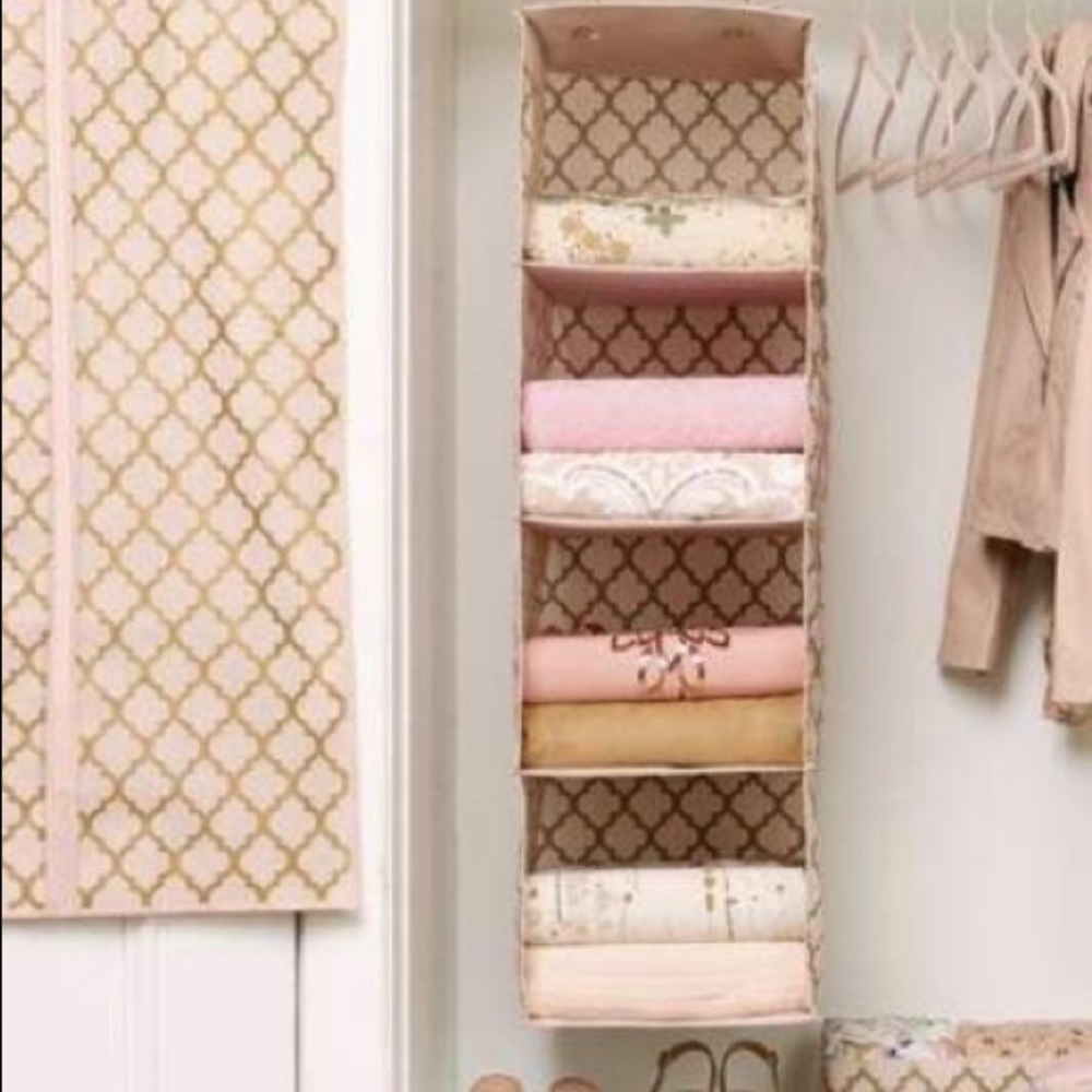4 shelf Hanging Organizer from the JOY Ultimate Closet collection- chrome/blush